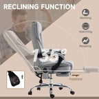 Vinsetto Massage Office Chair, Heated Reclining Computer Chair with Adjustable Height and Footrest, Grey