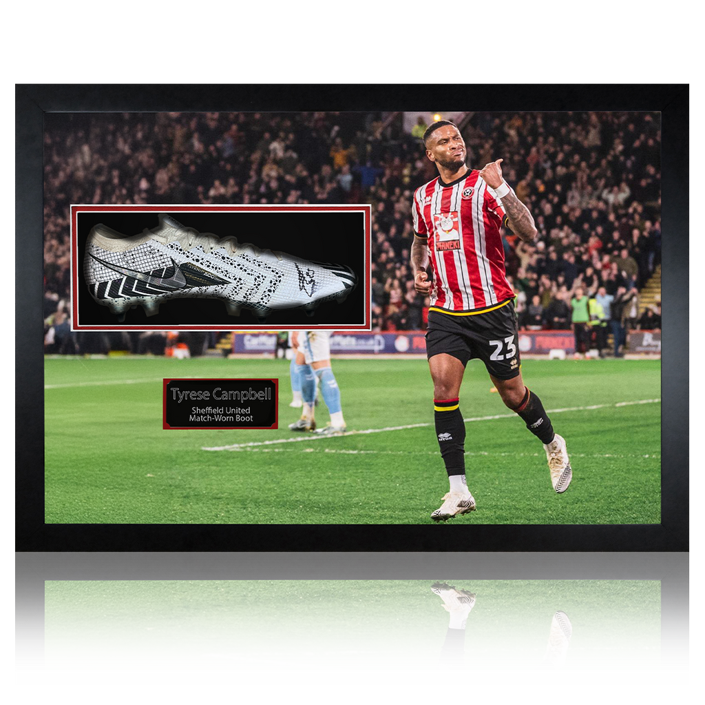 Tyrese Campbell Signed & Match-Worn Sheffield United Boot Iconic Frame #1