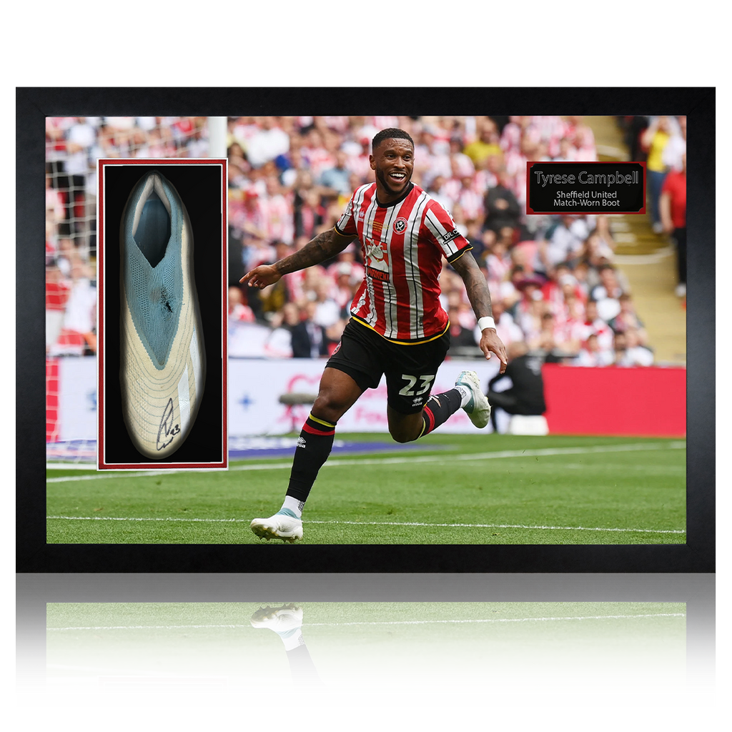 Tyrese Campbell Signed & Match-Worn Sheffield United Boot Iconic Frame #2