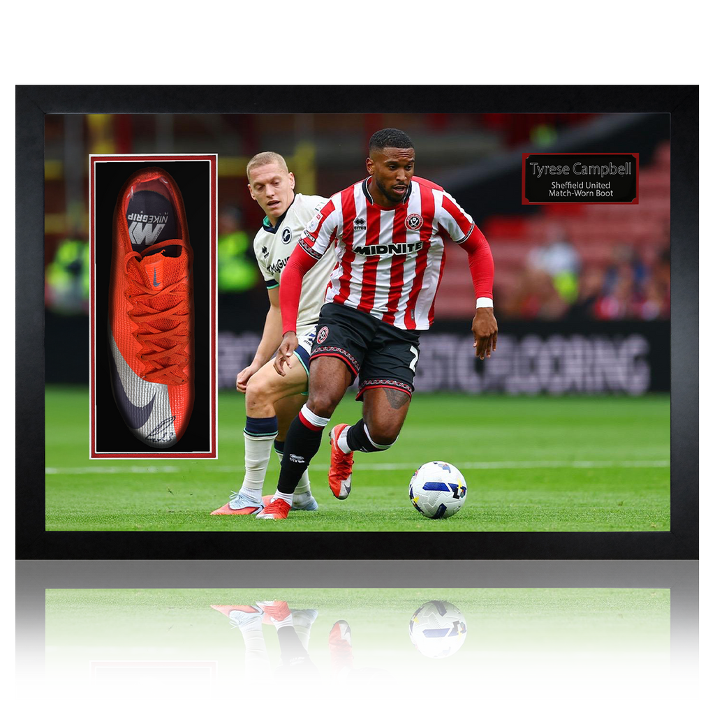 Tyrese Campbell Signed & Match-Worn Sheffield United Boot Iconic Frame #1