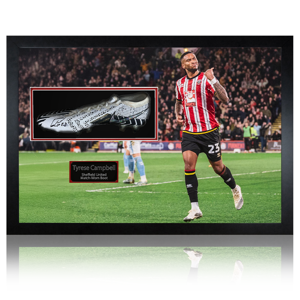 Tyrese Campbell Signed & Match-Worn Sheffield United Boot Iconic Frame #2