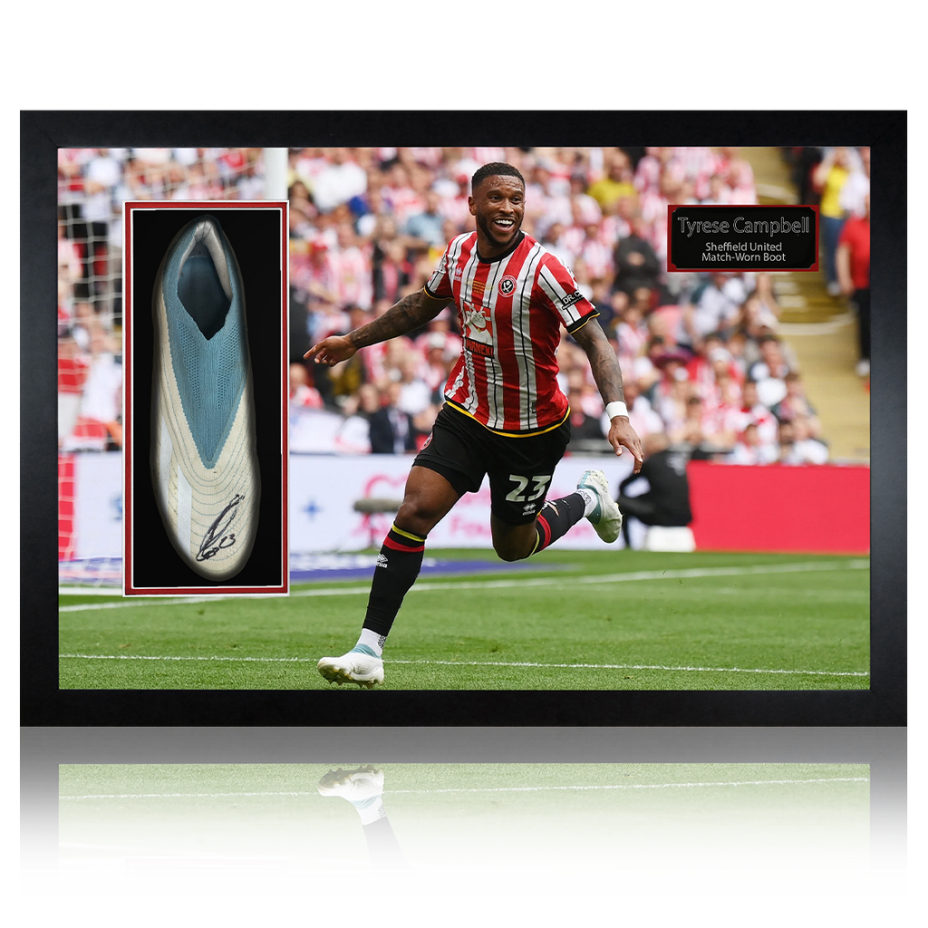 Tyrese Campbell Signed & Match-Worn Sheffield United Boot Iconic Frame #1