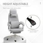 Vinsetto Office Chair, Ergonomic Desk Chair, High Back Fabric Work Chair with 160\'c2\'b0 Reclining Backrest, Retractable Footrest, Neck and Lumbar Pillow for Home and Study, Grey