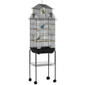 PawHut Metal Bird Cage with Plastic Swing, Perch, Food Container, Tray, Handle, for Finches, Canaries, Budgies, 43 x 32.5 x 163