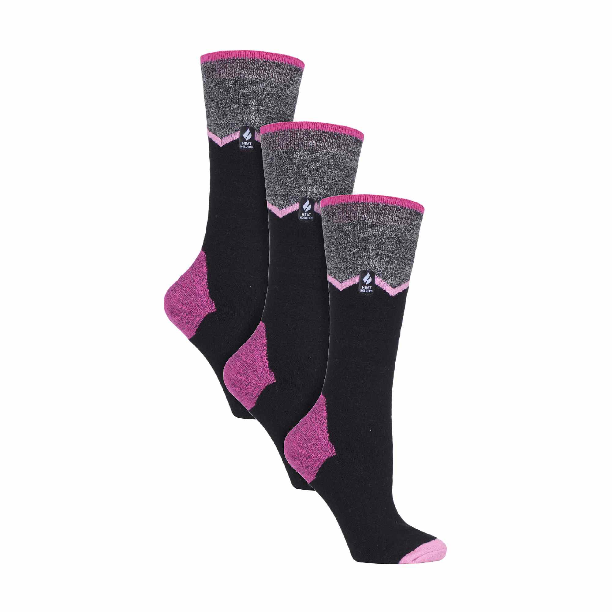 3 Pack Ladies Patterned Lightweight Thin 2.3 TOG Thermal Knee High Ski Socks