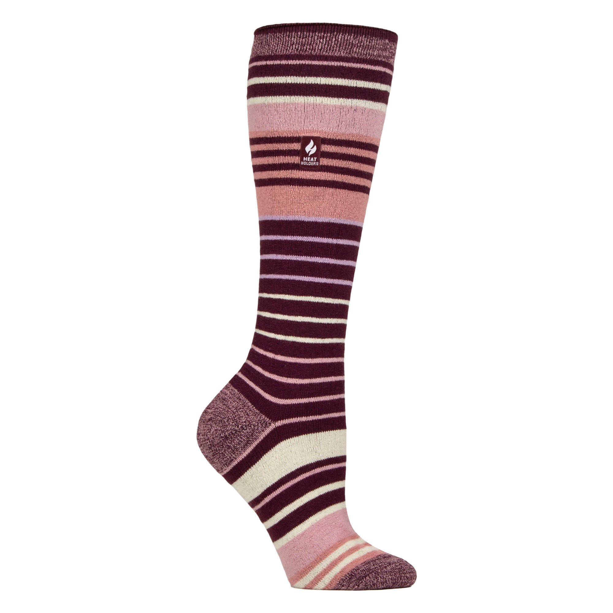 Ladies Ultra Lite Thin Thermal Winter Ski Socks with Stripes