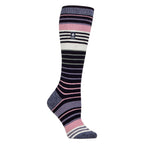 Ladies Ultra Lite Thin Thermal Winter Ski Socks with Stripes