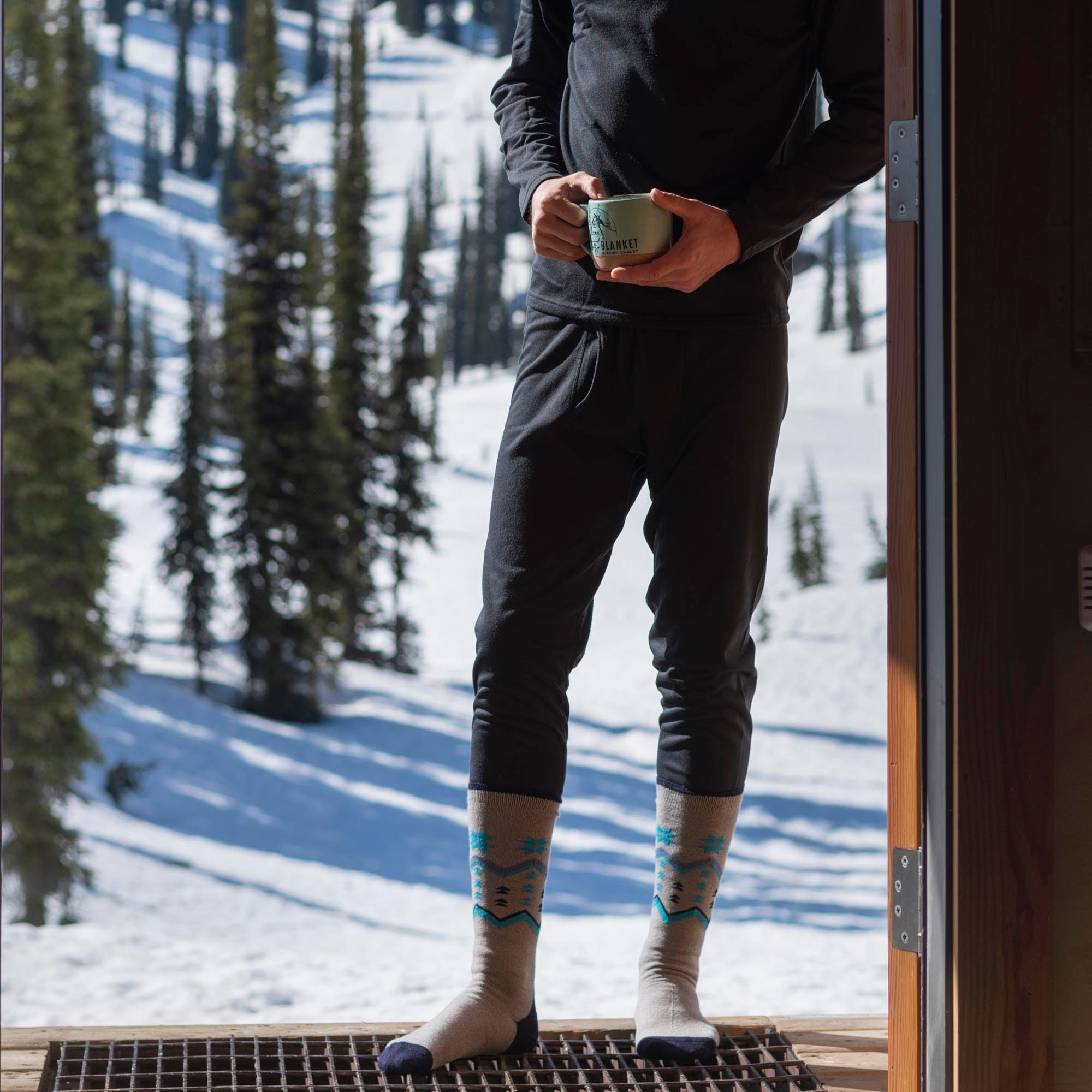Mens Thin Warm Winter Knee High Lightweight Thermal Ski Socks