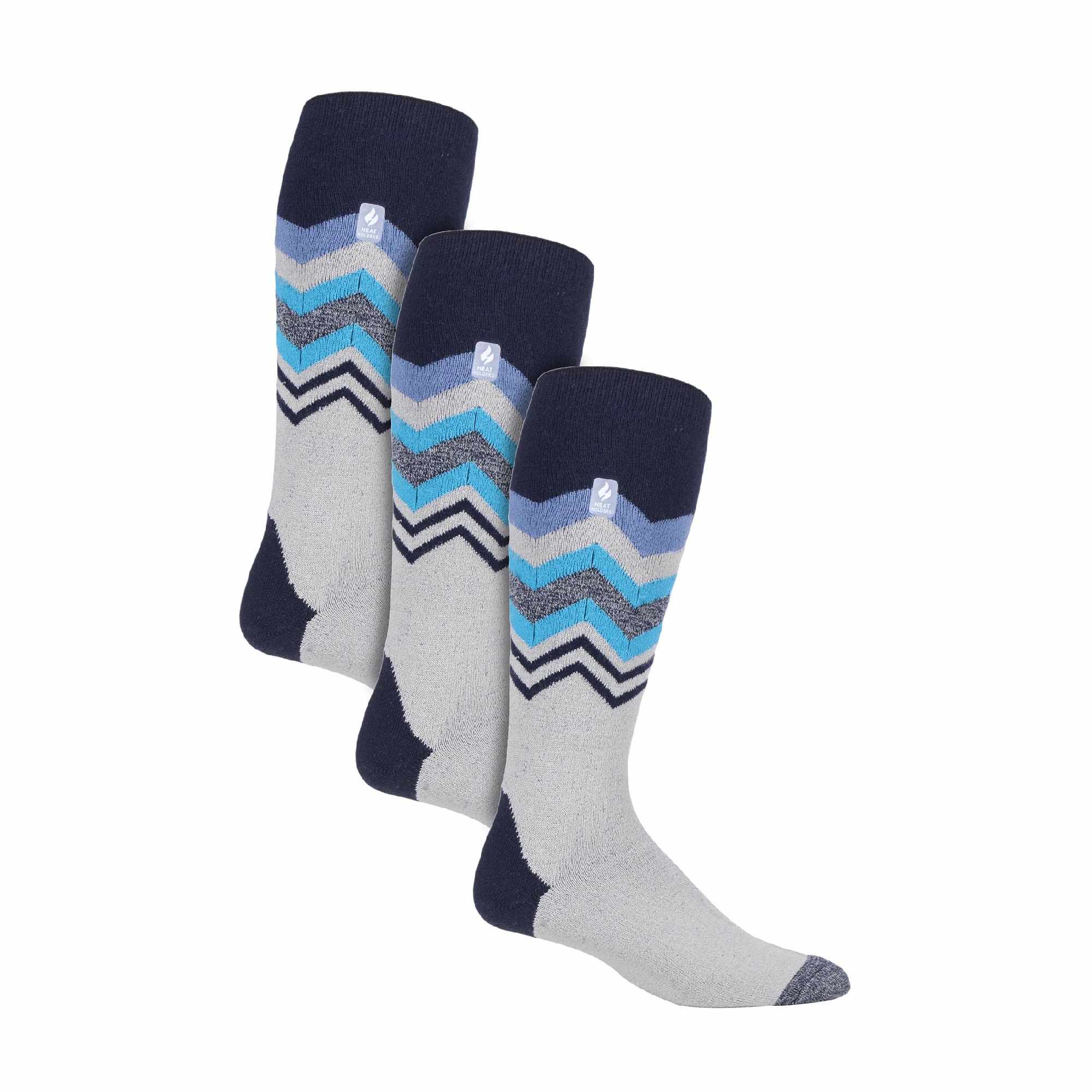 3 Pack Mens Patterned Lightweight Thin 2.3 TOG Thermal Knee High Ski Socks