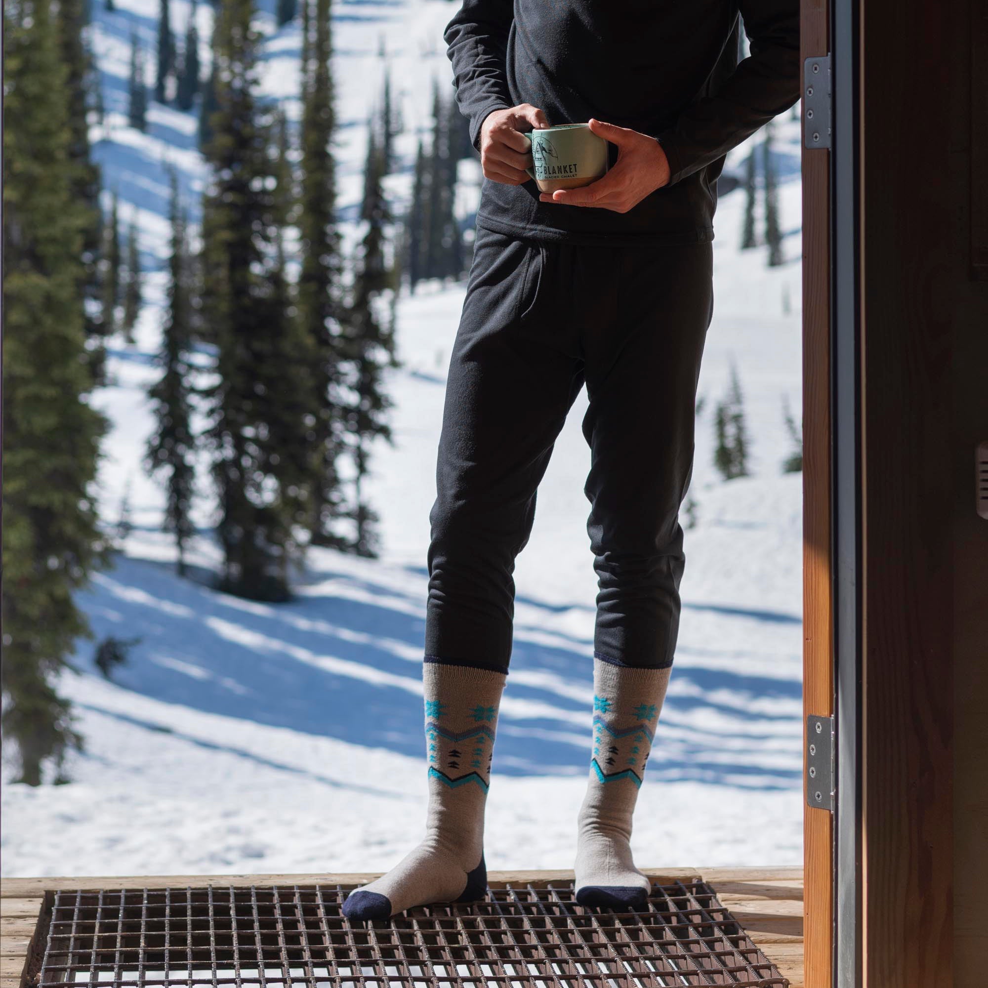 Mens Thin Warm Winter Knee High Lightweight Thermal Ski Socks