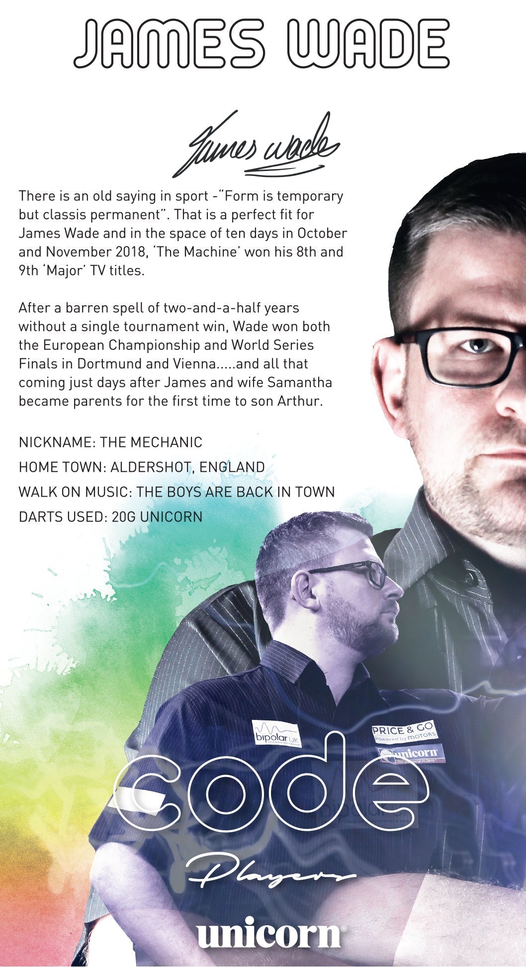 Unicorn CODE James Wade darts 90%
