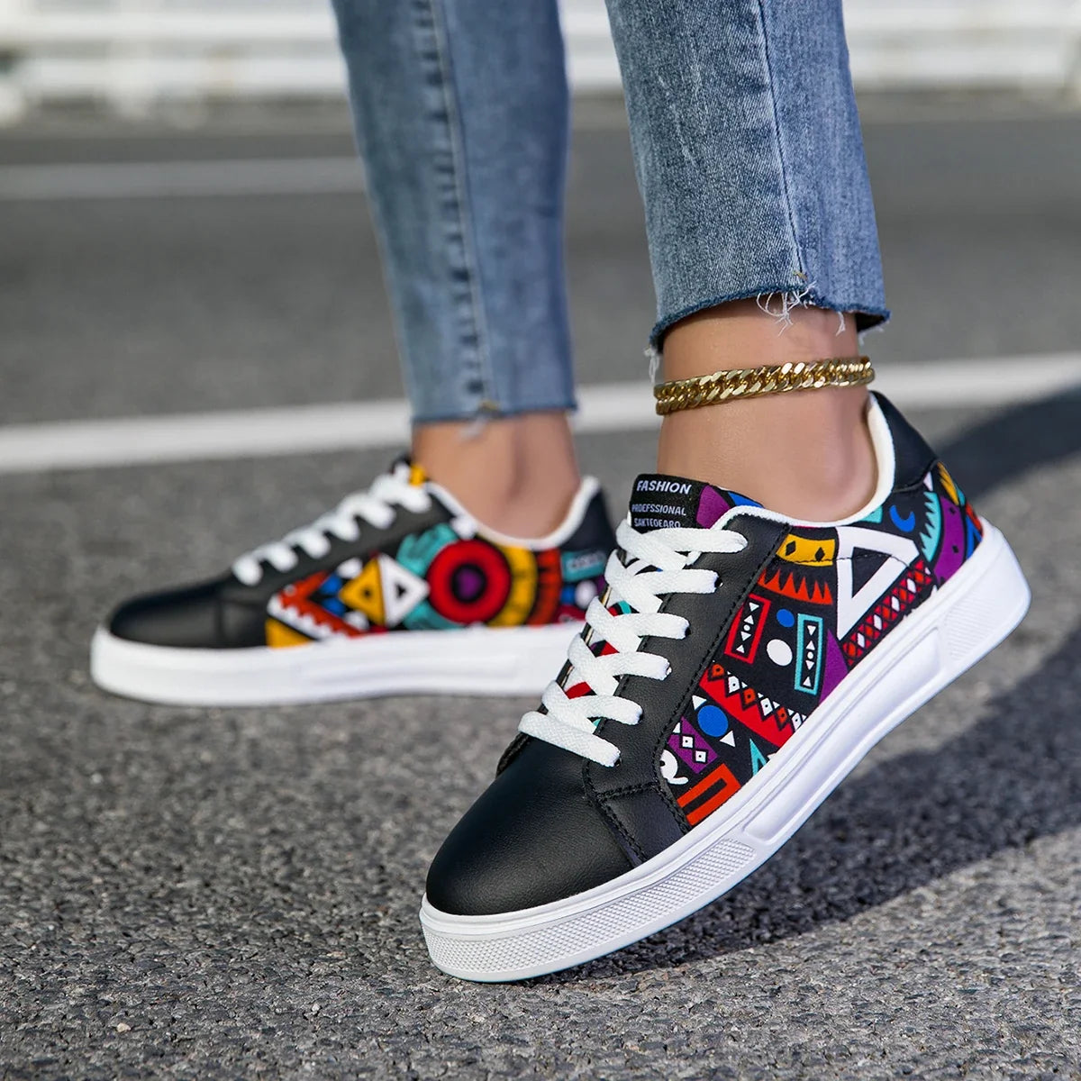 Unisex Casual Graphic Print Trainers Sneakers Lightweight Colourful Shoes