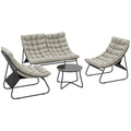 Outsunny 4 PC Garden Furniture Set with Loveseat, Chairs, Table