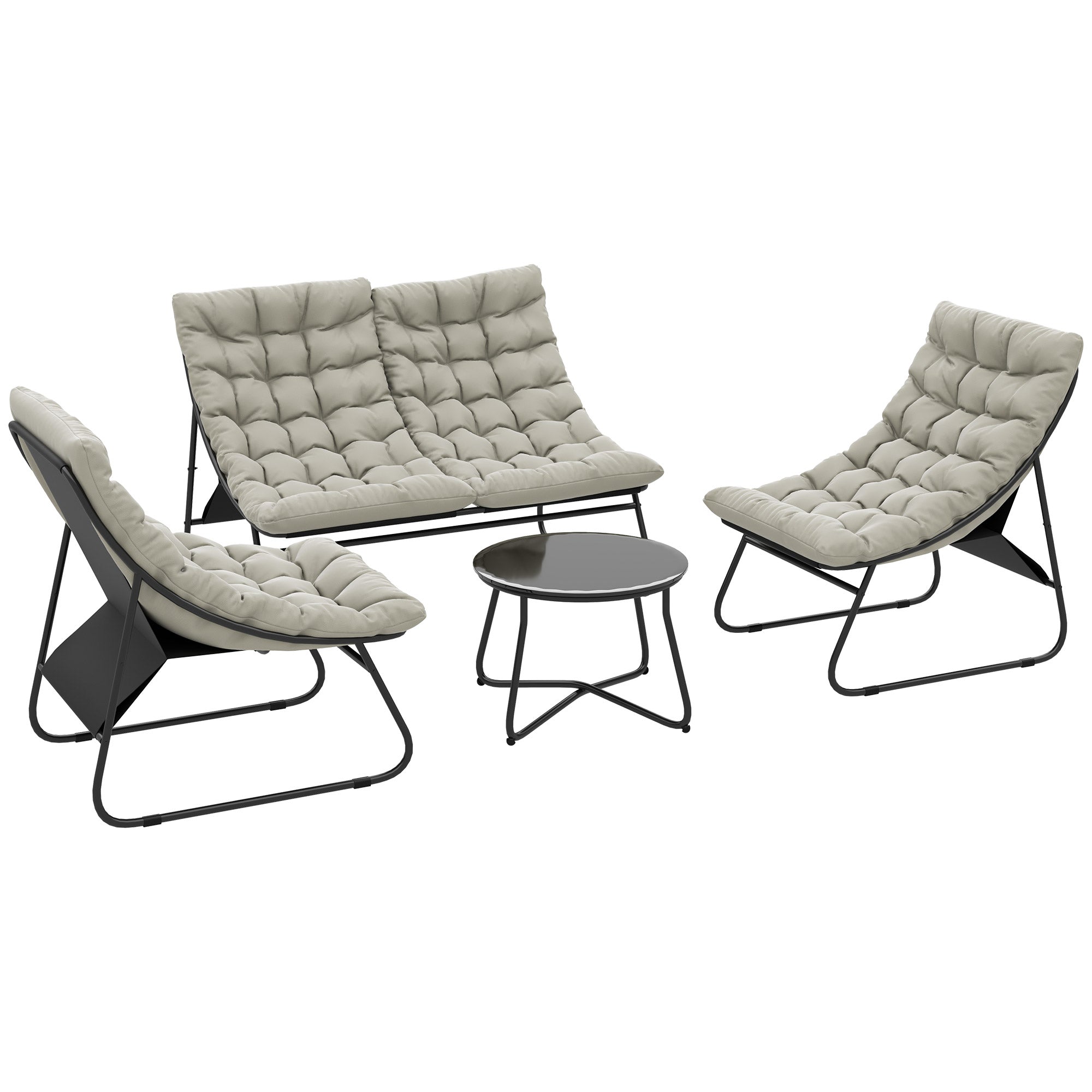 Outsunny 4 PC Garden Furniture Set with Loveseat, Chairs, Table