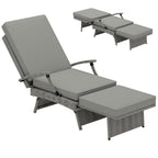 Outsunny Foldable Rattan Garden Recliner Chair w/ Cushion, Footrest