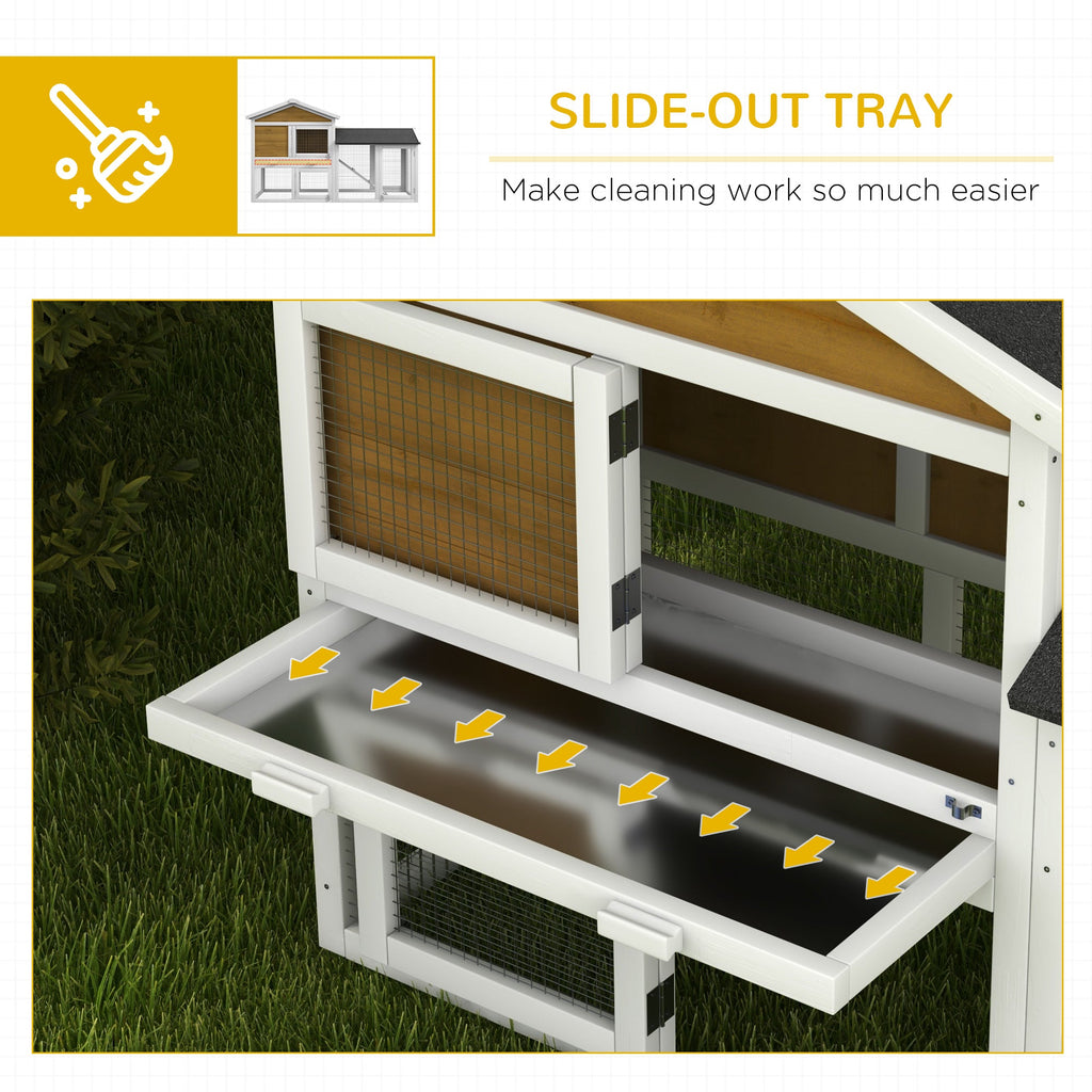 Pawhut 2-Tier Wooden Rabbit Bunny Guinea Pig Hutch Small Pet House Ramp