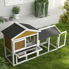 Pawhut 2-Tier Wooden Rabbit Bunny Guinea Pig Hutch Small Pet House Ramp