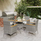 Outsunny Rattan Dining Set with Parasol Hole, Garden Table and Chairs