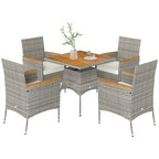 Outsunny Rattan Dining Set with Parasol Hole, Garden Table and Chairs