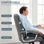 HOMCOM Big and Tall Office Chair 180kg with Spring Cushion, PU Leather - Grey