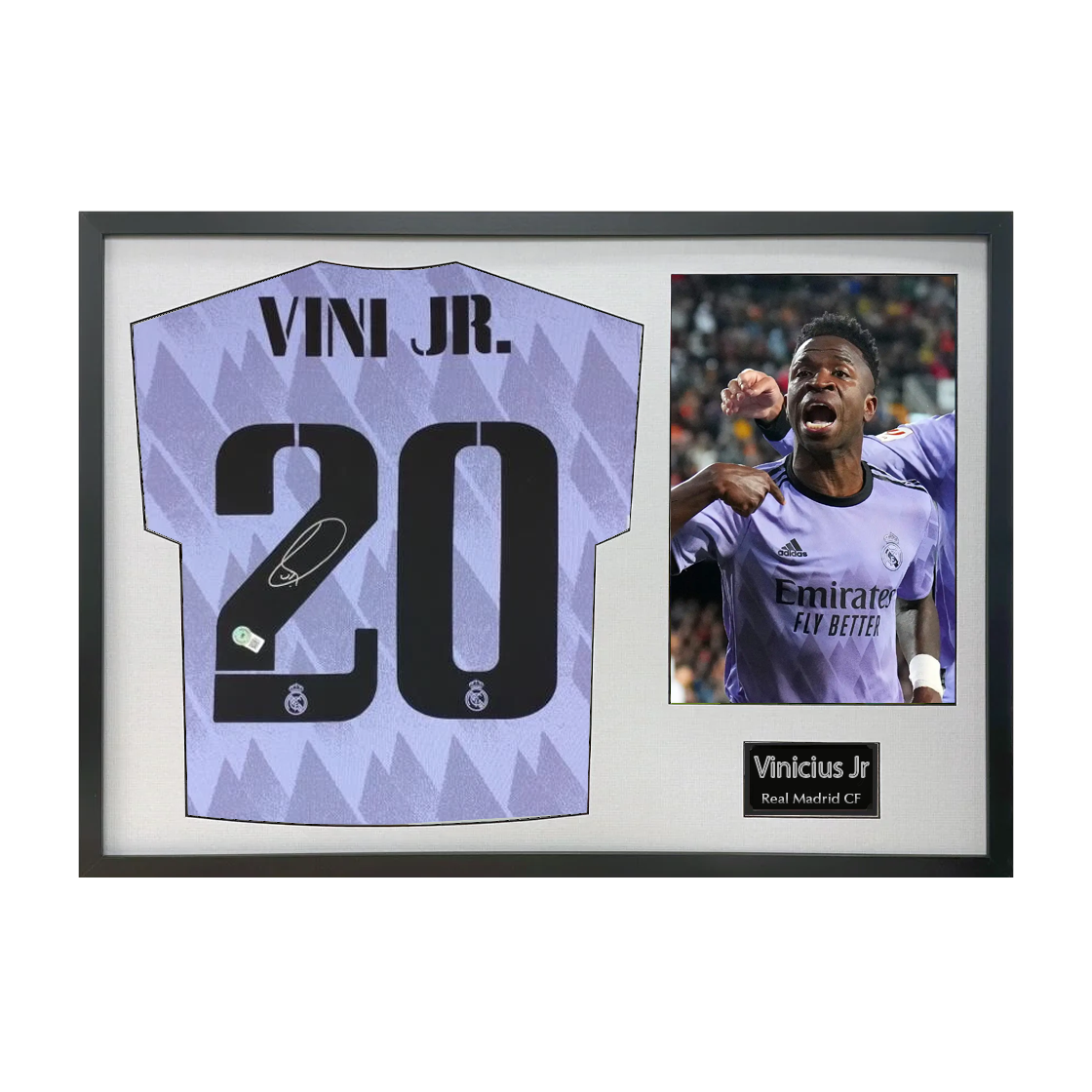 Vinícius Júnior Signed Real Madrid Shirt Classic Frame