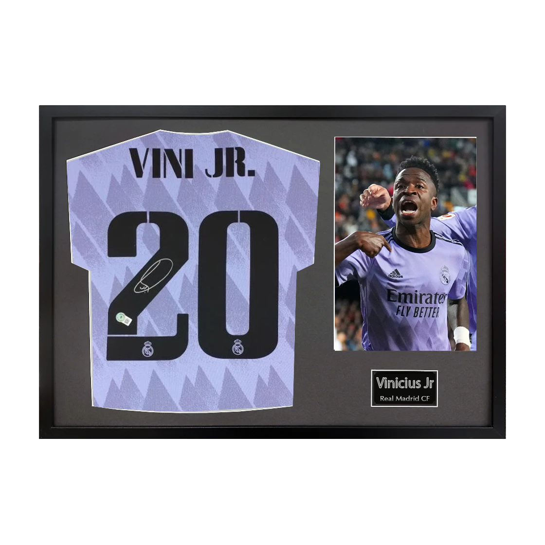 Vinícius Júnior Signed Real Madrid Shirt Classic Frame