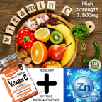 High Strength Vitamin C and Zinc | Advanced Immunity Support | 60 Vegan Capsules | 1 Month Supply | Made in the UK