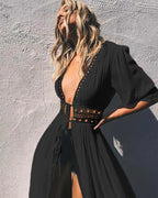 Lace Trim Tie Cardigan – Women’s Bikini Beach Cover Up