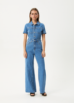 Afends Miami- Denim Flared Jumpsuit