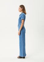 Afends Miami- Denim Flared Jumpsuit
