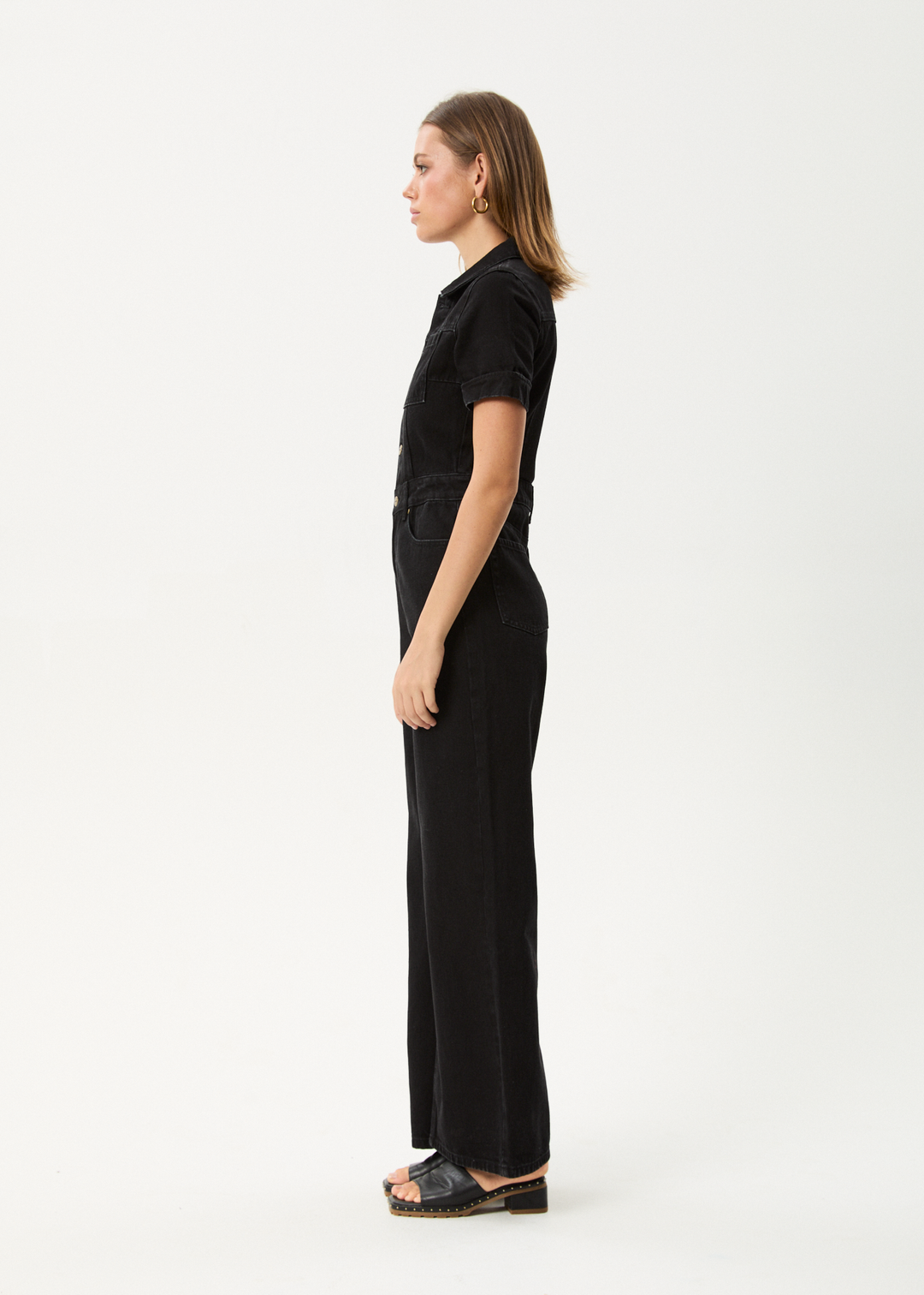 Afends Miami- Denim Flared Jumpsuit