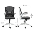 Vinsetto Mesh Back Office Chair, with Flip-Up Arms - Black and White