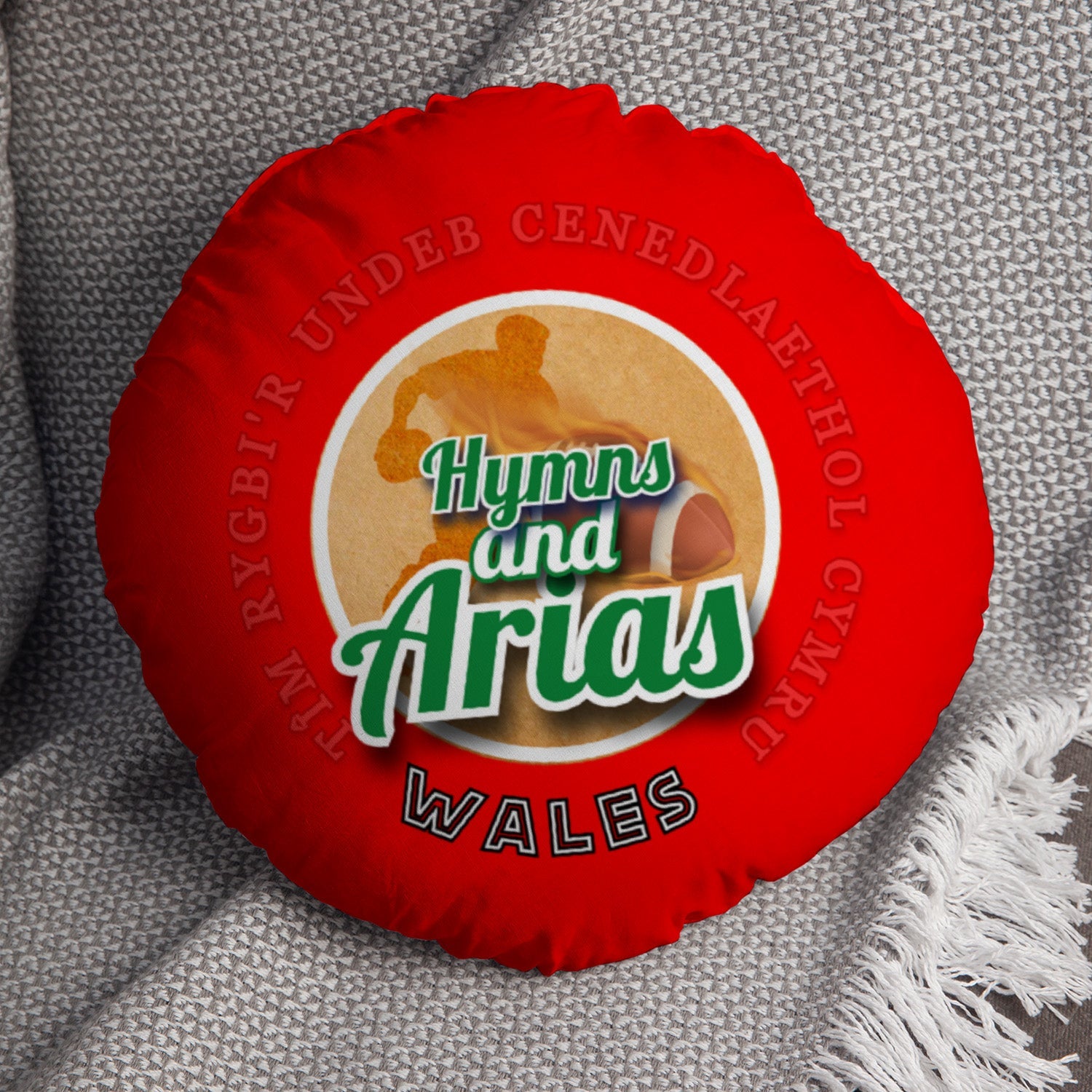 Wales Rugby Union Hymns  - Legend Collection - Circle Cushion 14"