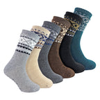 6 Pack Mens Double Layer Patterned Slipper Socks