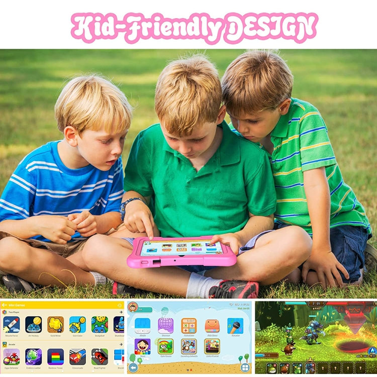 Pritom K7 Pro Kids Education Tablet PC, 7.0 inch, 2GB+32GB, Android 11 Allwinner A100 Quad Core CPU, Support 2.4G WiFi / Bluetooth / Dual Camera, Global Version with Google Play, US Plug(Pink)