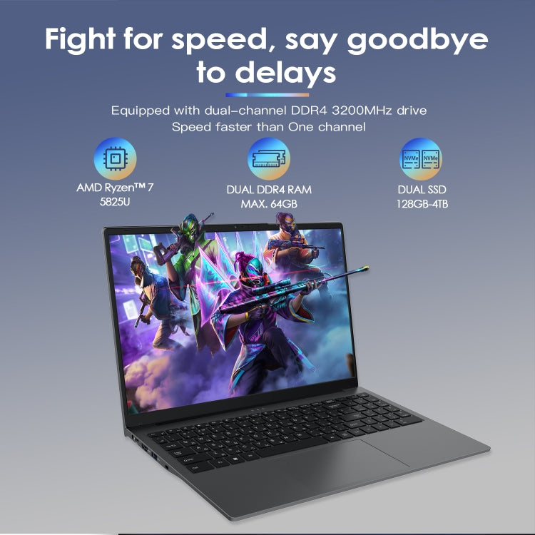 GXMO G156 15.6 inch Laptop, 32GB+1TB, Windows 11 AMD Ryzen 7 5825U Octa Core, Support Fingerprint Unlock, UK Plug