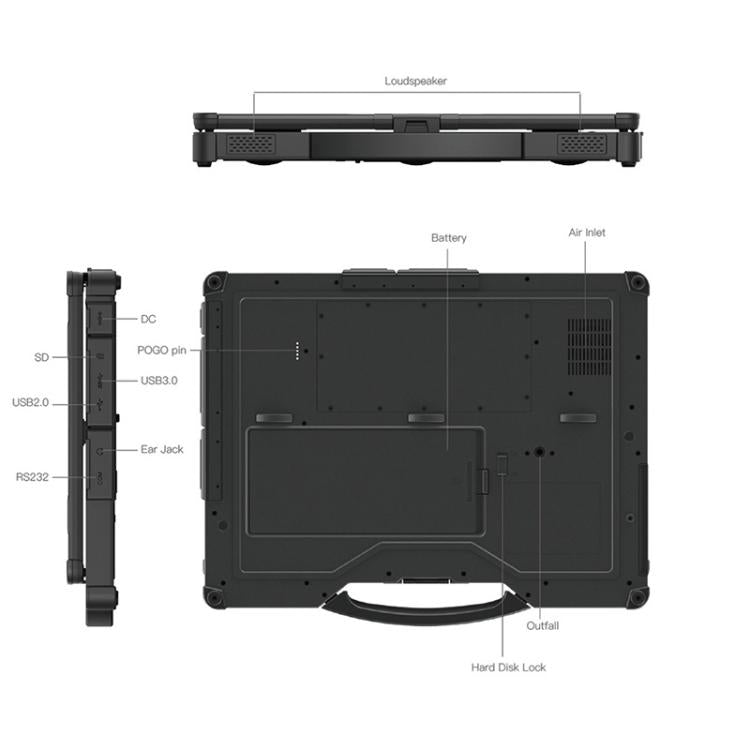 UNIWA ULAP R14 Rugged Laptop, 8GB+256GB, 14 inch Windows 10 Home Intel Core i5-8250U, US Plug