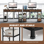 HOMCOM 120cm Computer Desk with Power Outlets, Office Desk Study Table with Fabric Drawers and Storage Shelves, Rustic Brown