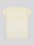 Womens Stripe Slub  T-Shirt in Pastel Yellow