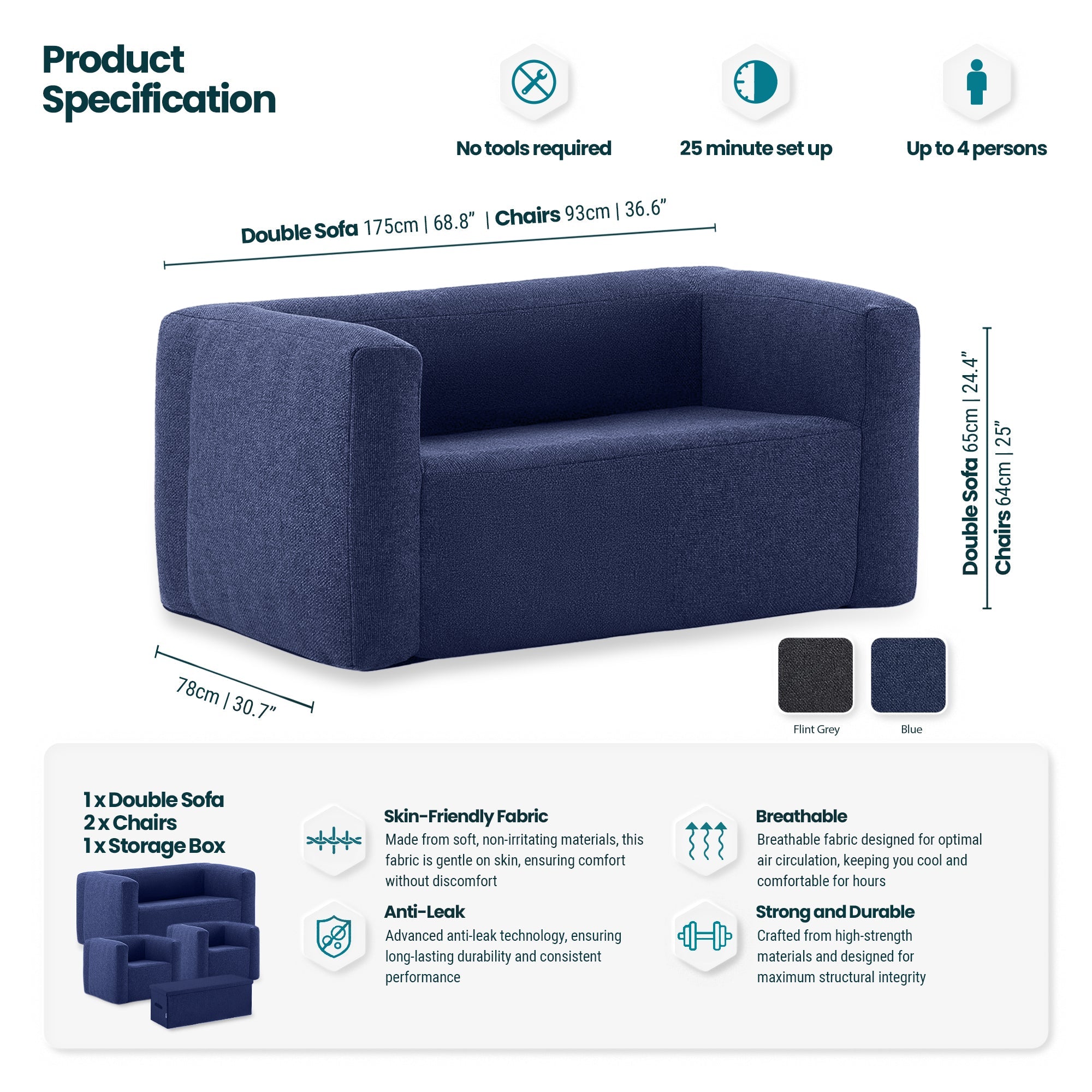 WaveGlobal Inflatable Furniture Set - Outdoor Living