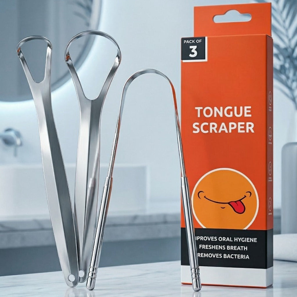 Pack of 2 Stainless Steel Tongue Scrapers – Fresh Breath & Oral Hygiene
