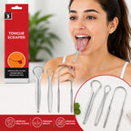 Reusable Stainless Steel Tongue Scraper & Cleaner for Fresh Breath & Oral Care