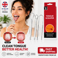 Reusable Stainless Steel Tongue Scraper & Cleaner for Fresh Breath & Oral Care