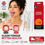 Reusable Stainless Steel Tongue Scraper & Cleaner for Fresh Breath & Oral Care