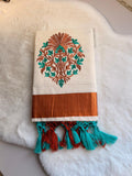 Heritage Vine Embroidered Kerala Saree