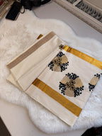 Midnight Bloom Kerala Kasavu Saree