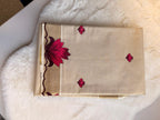 Pink Lotus Bloom Kerala Kasavu Saree