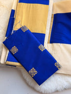Royal Blue Border Kerala Kasavu Saree with Matching Blouse