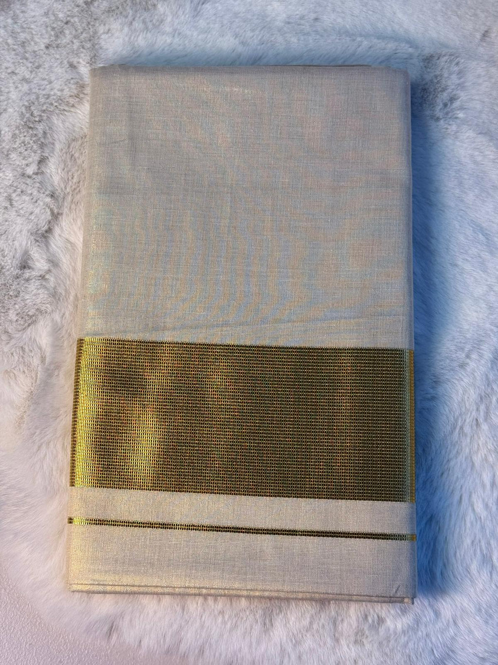 Classic Kerala Kasavu Saree with Broad Golden Zari Border