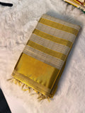 Classic Golden Checked Kerala Kasavu Saree